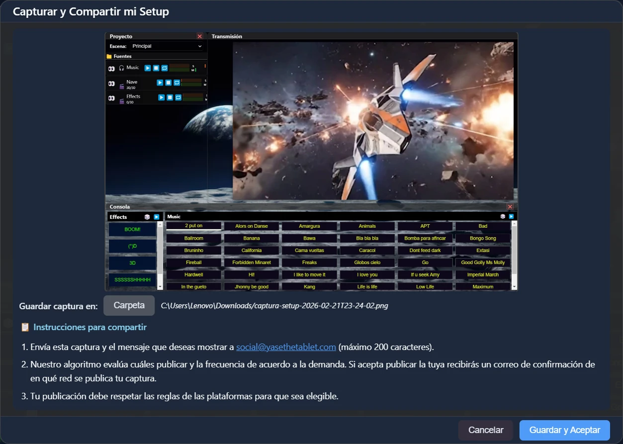 Modal Compartir Setup