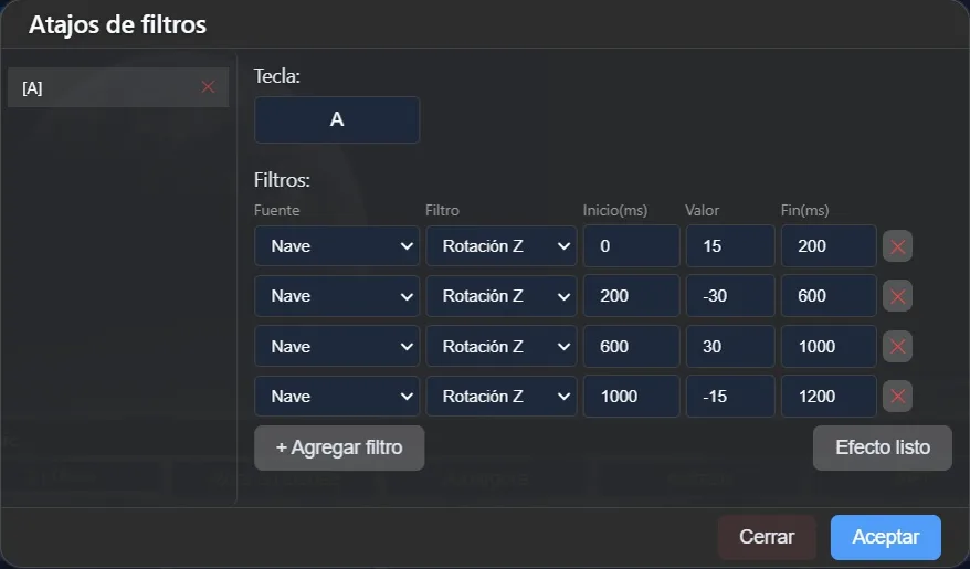 Modal Atajos de Filtros