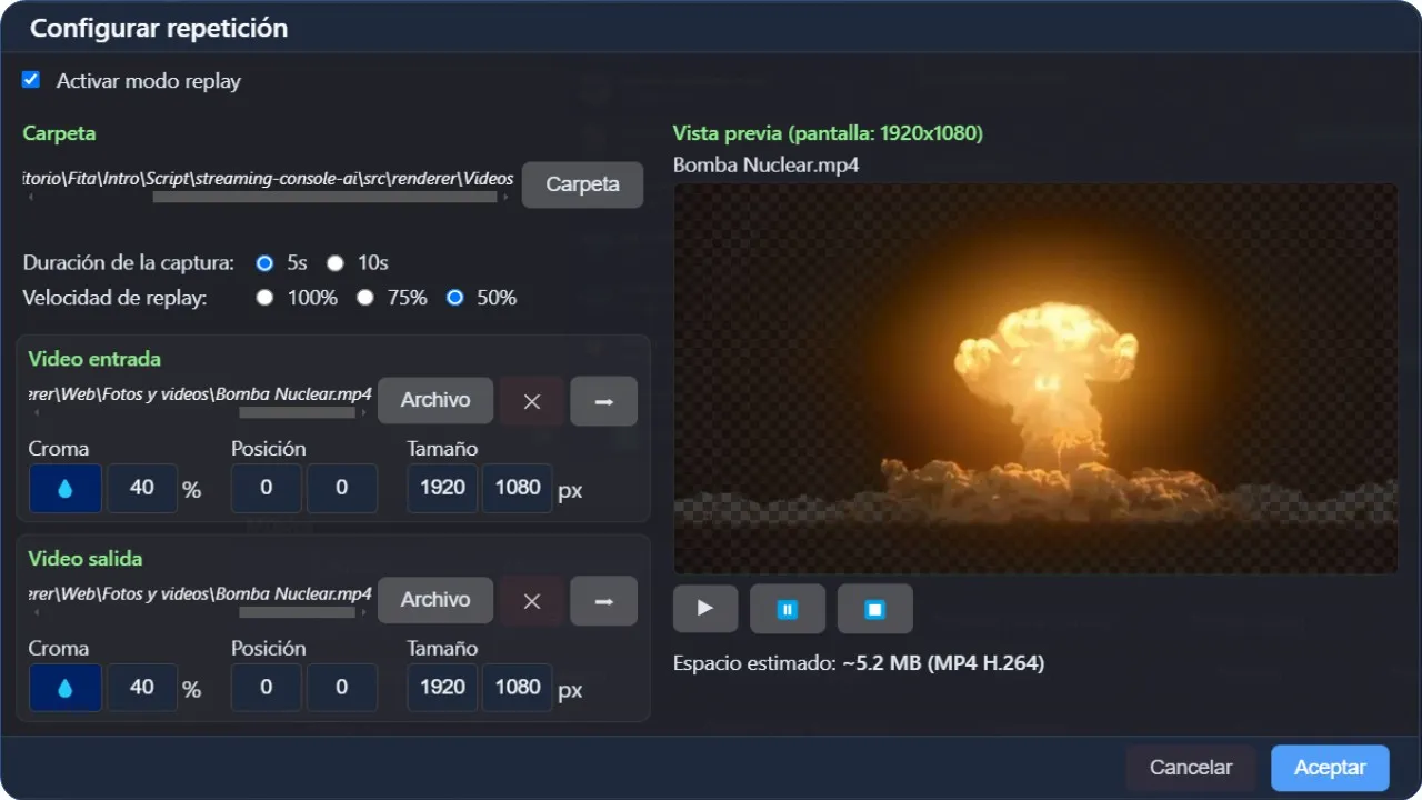 Modal Configurar repetición